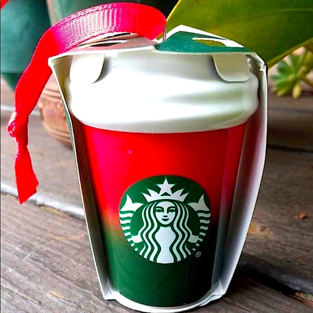 ❤️💚New Red & Green Starbucks Holiday Christmas 2021 Ceramic Coffee Cup Ornament